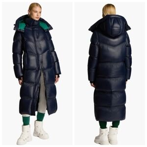 New Alpenhaus Meribel Quilted Maxi Midnight Blue Puffer Jacket Coat Small NWT